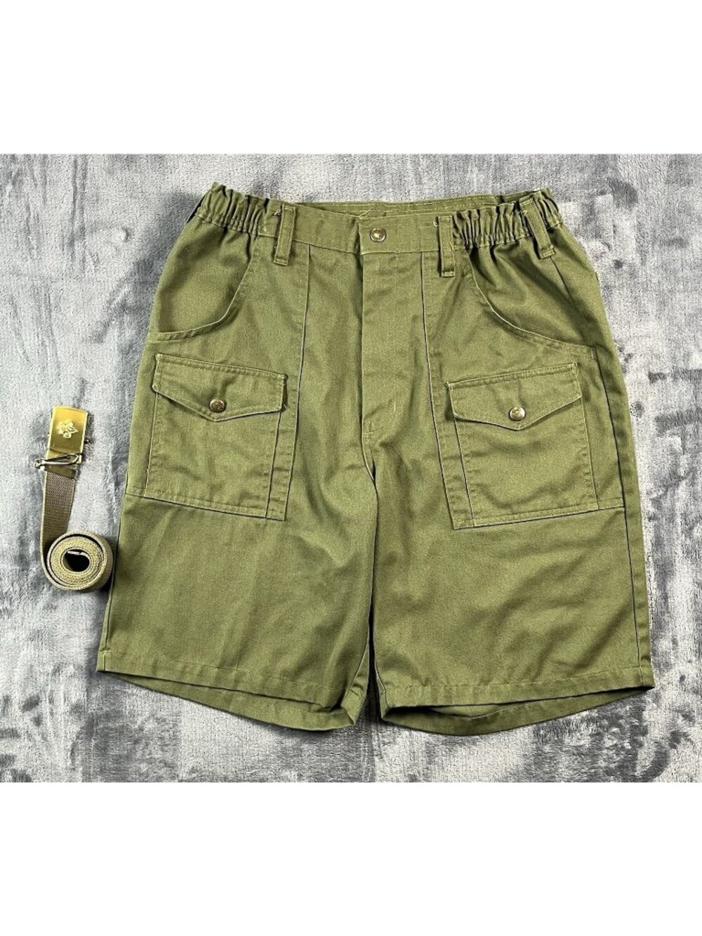 Boy Scouts of America Shorts Mens 33 Green Elastic Waist Cargo Official Uniform